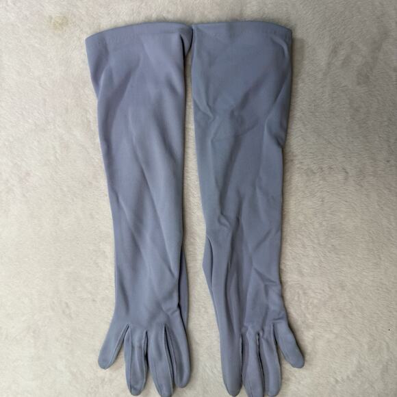 Vtg Pale Blue Women's Long Opera Gloves Size 6.5 1950s Tea Party Coquette Formal - Picture 2 of 3